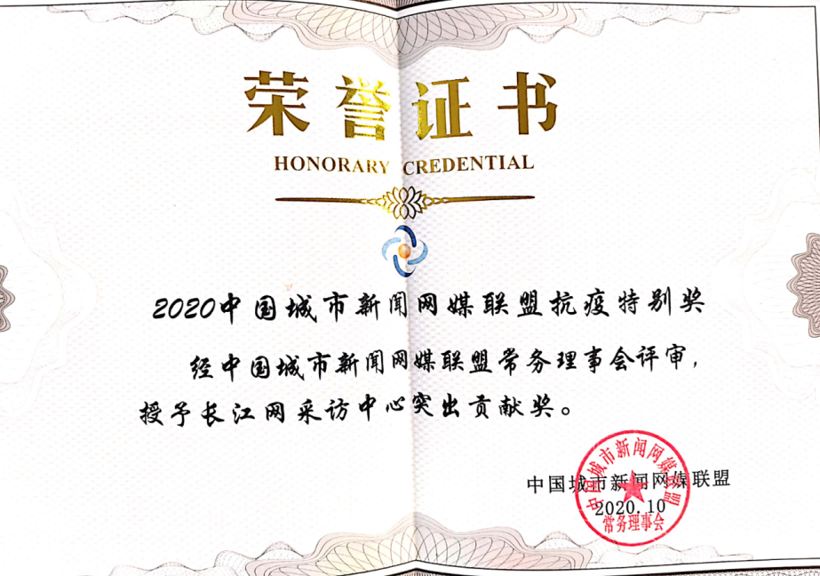 中国城市新闻网媒联盟“抗疫特别奖”